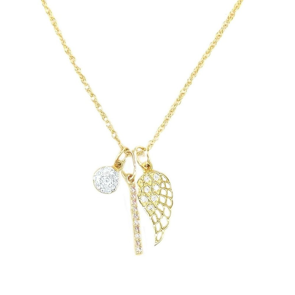 Brilliance Fine Jewelry 14KT over Sterling Angel Wing Cluster Necklace